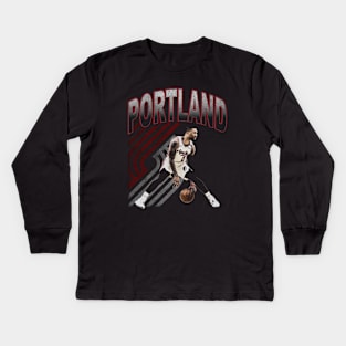 Damian Lillard Portland Pose Kids Long Sleeve T-Shirt